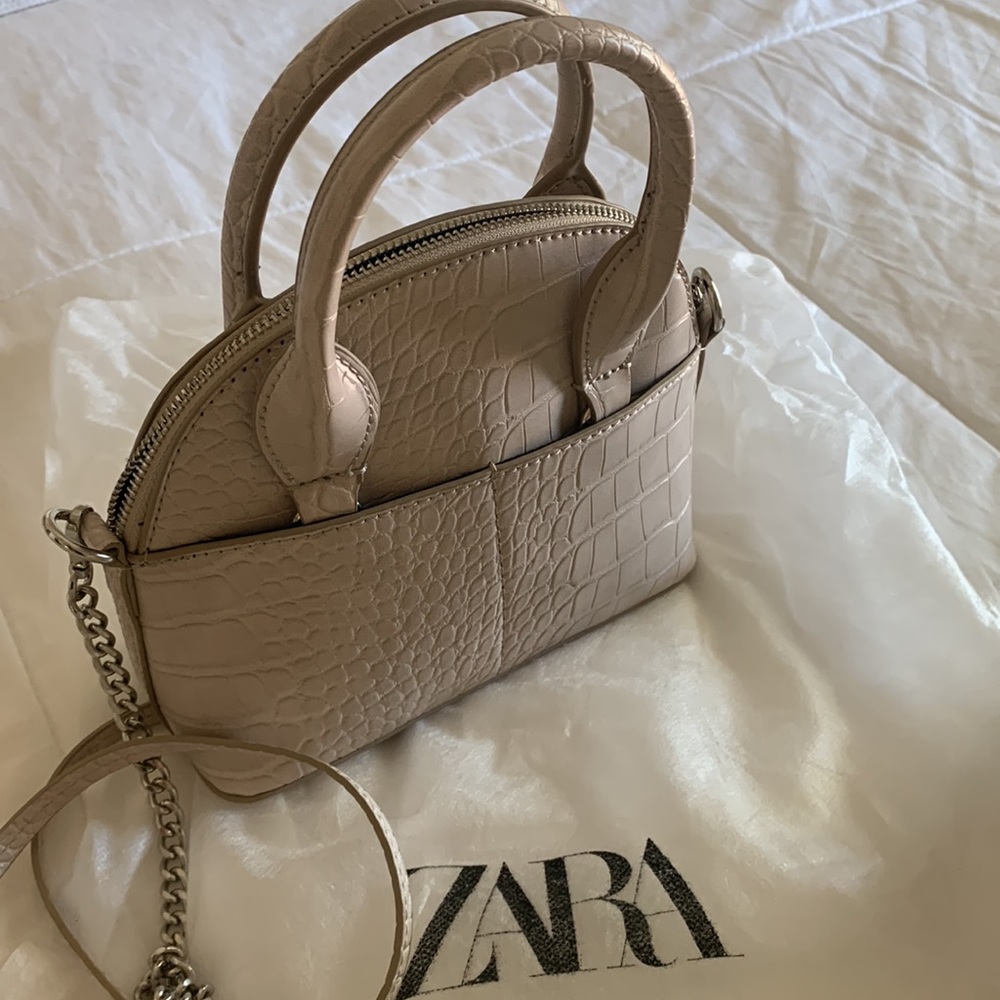 Zara embossed mini bowling bag